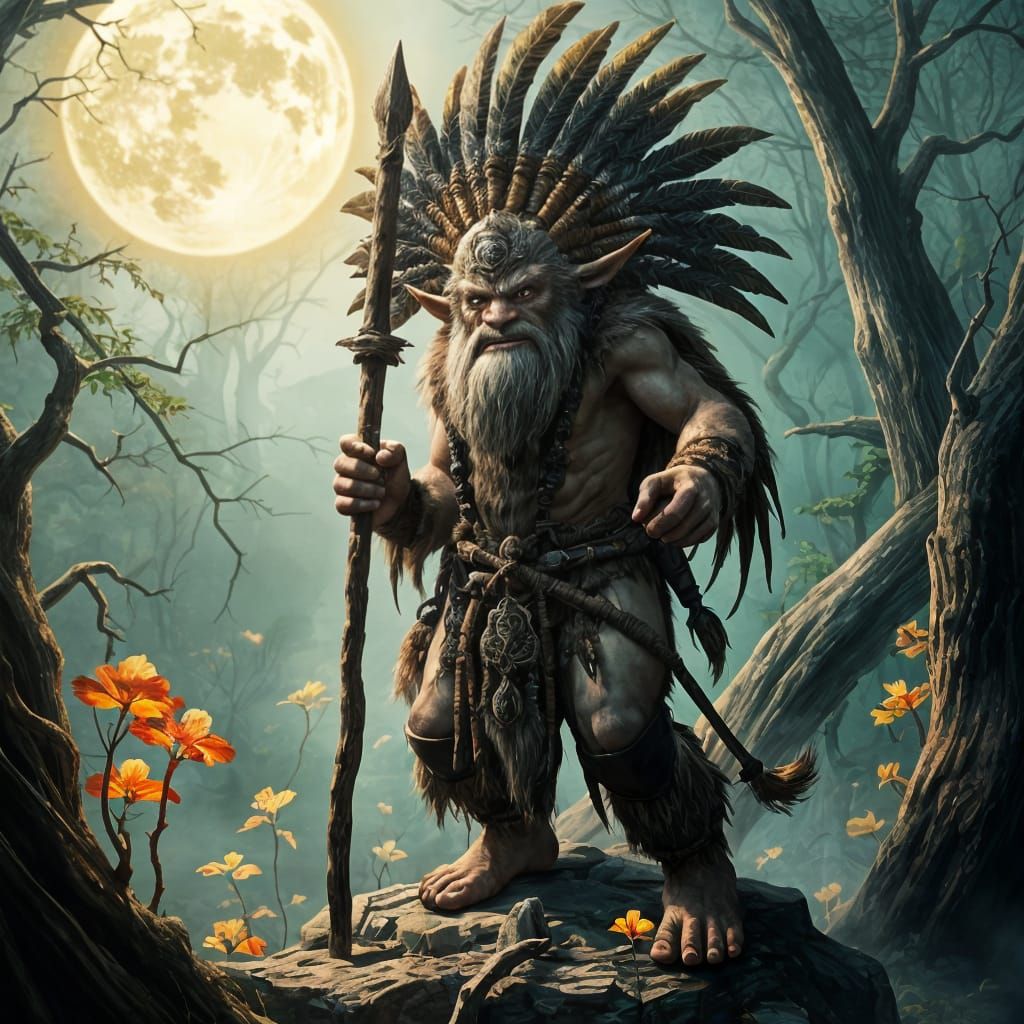 Troll Shaman Son in Ancient Landscape