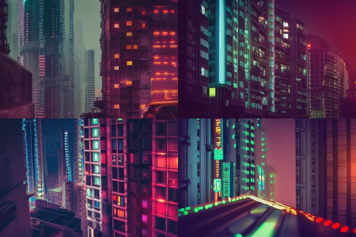 Detailed Cyberpunk Cityscape with Neon Lights