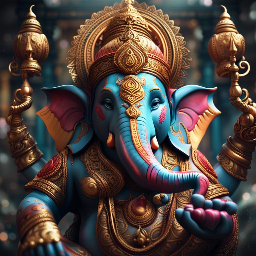 Detailed Ganesha in Dramatic Digital Painting
