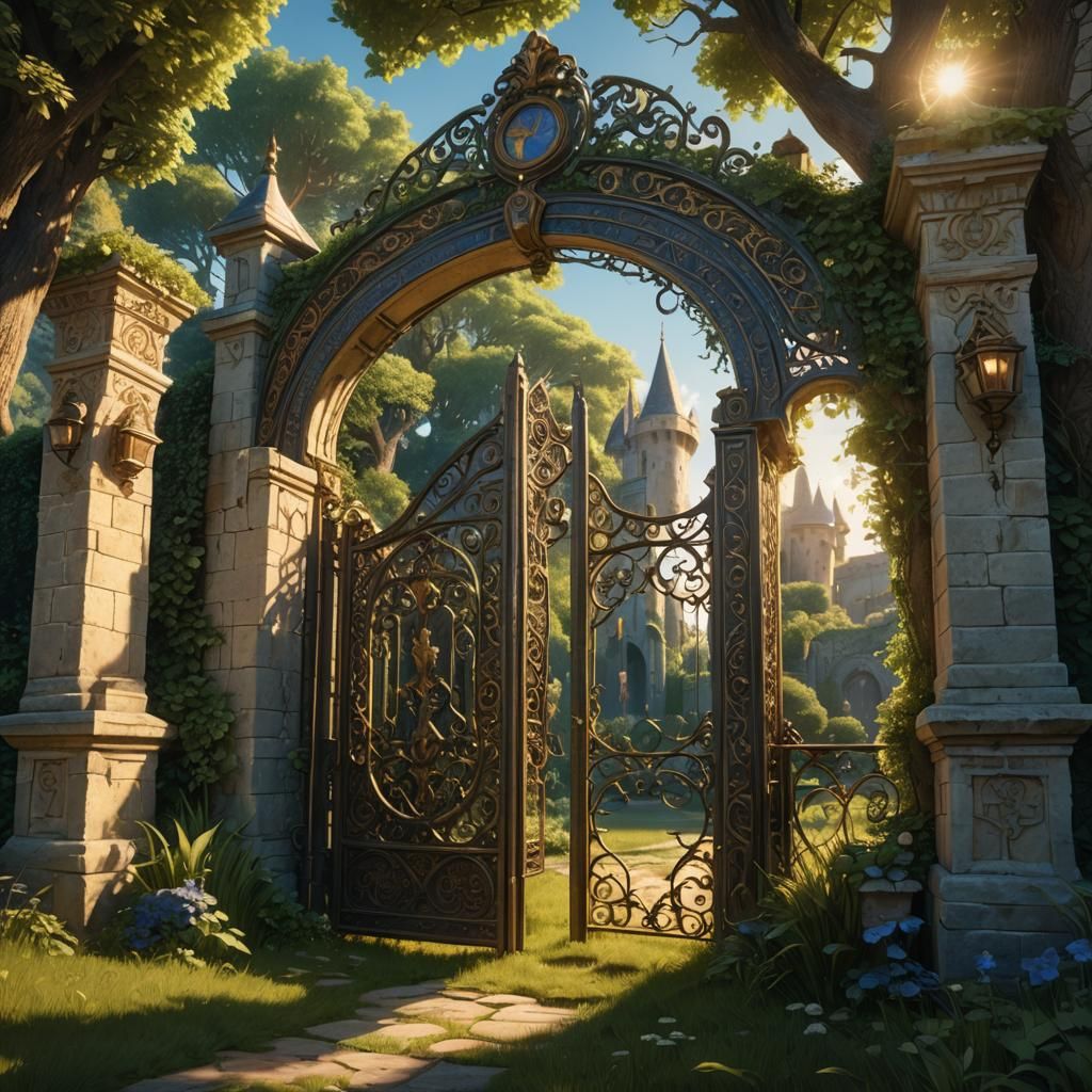 Golden Hour at Princess Courtyard Entrance: Fantasy Concept ...