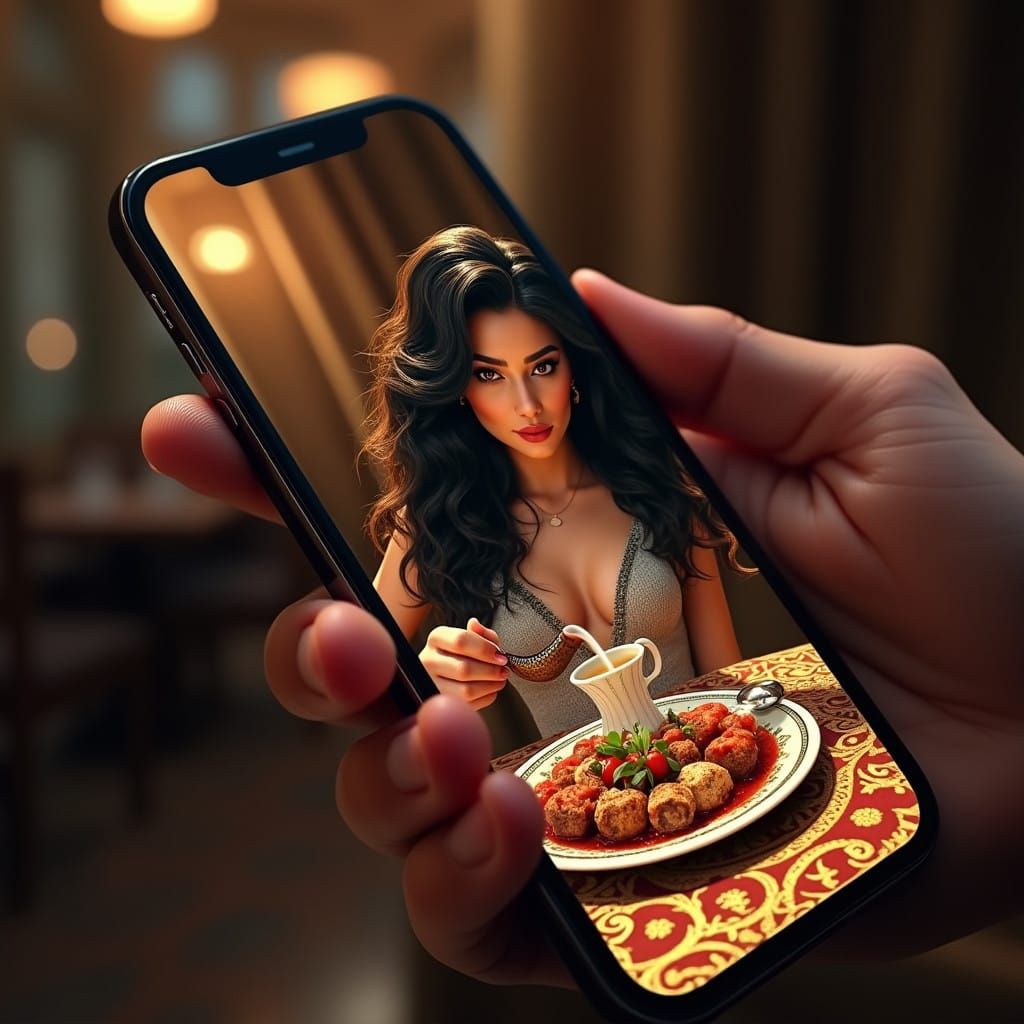 Stunning Turkish Woman in Ottoman-Inspired Scene, Modern Sma...