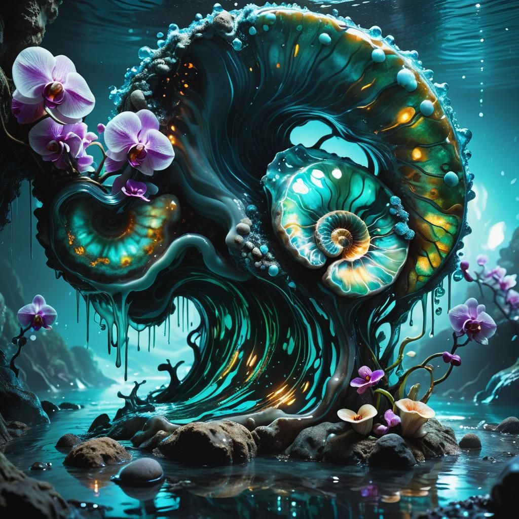 Liquid Water Elemental in Bioluminescent Fantasy Art