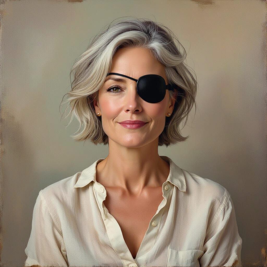 Woman with Eyepatch in Photorealist Style