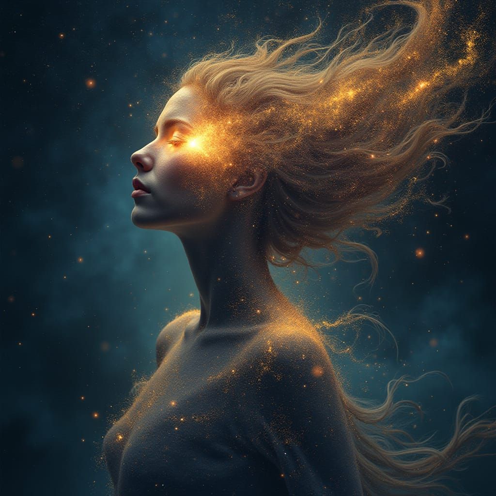 Cosmic Woman of Stardust and Nebulae