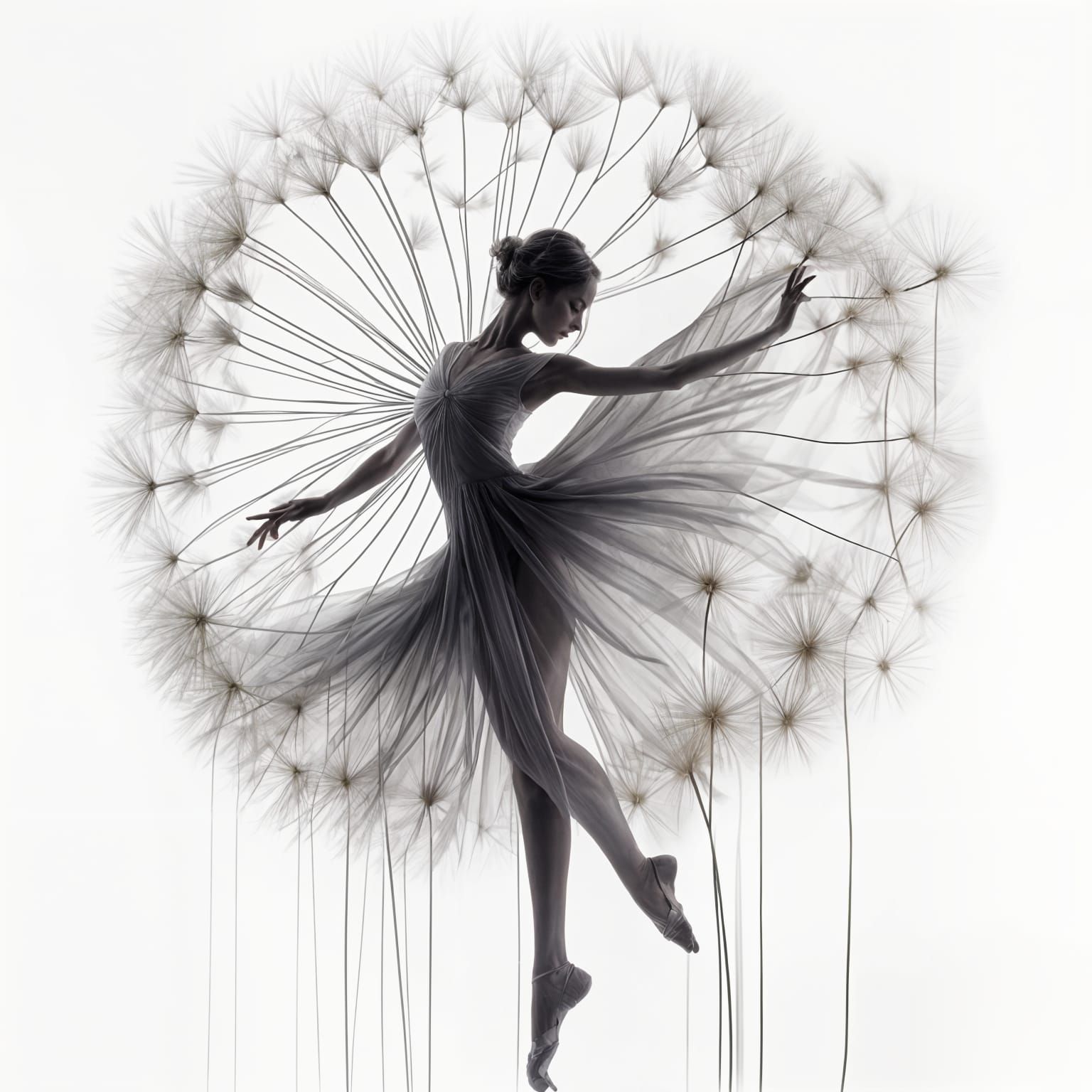 Dancer in Dandelion Double Exposure