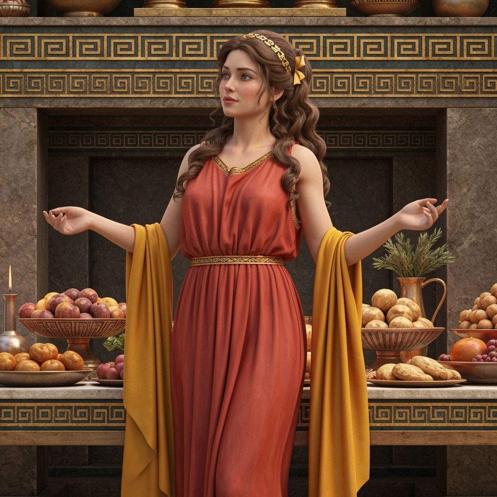Classical Greek Woman with Food in Digital Painting Style