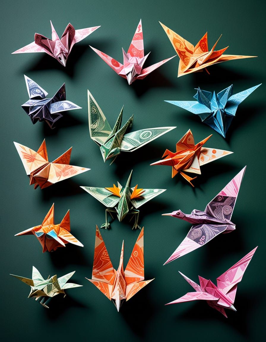Money Origami Animals in Enchanted Forest