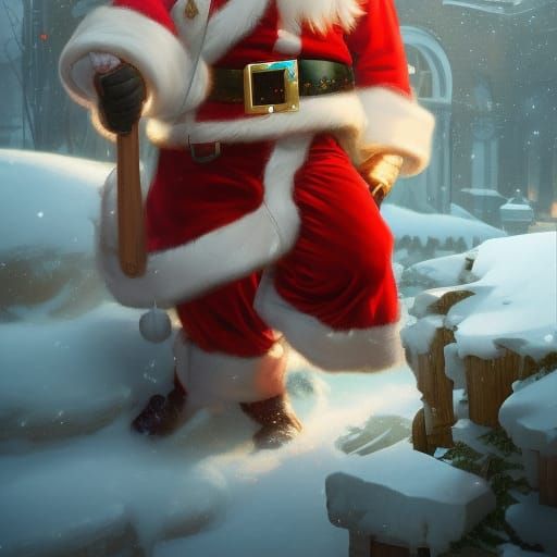 Santa Claus Portrait in Art Nouveau Style