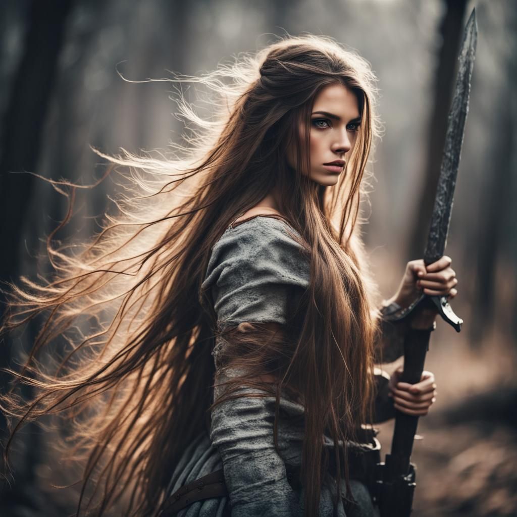 Enchanting Warrior Girl Ready for Battle