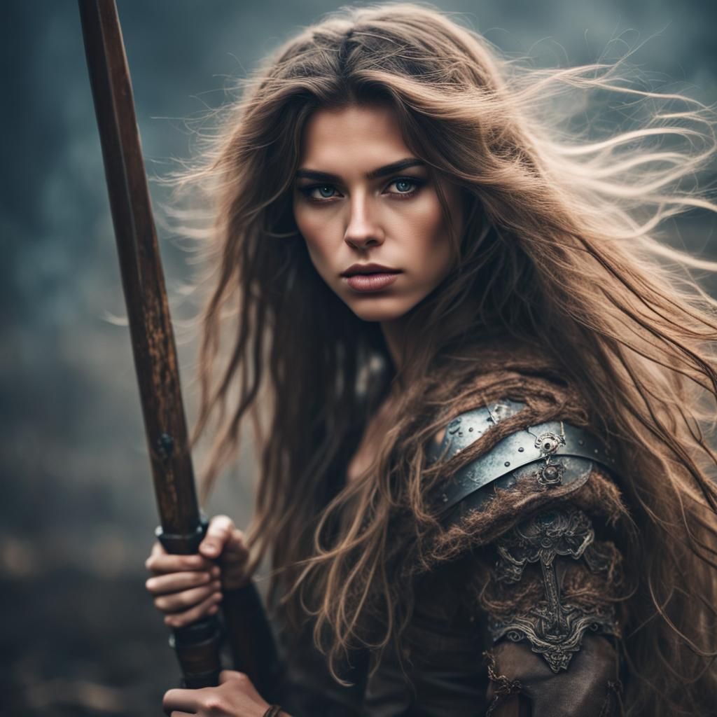 Enchanting Warrior Girl Ready for Battle