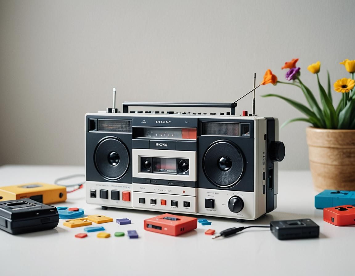 Vintage Cassette Player in Comic Style