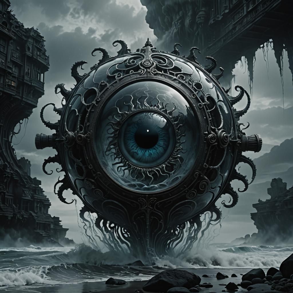 Surreal Dark Fantasy Glass 'A' in Dark Academia Style