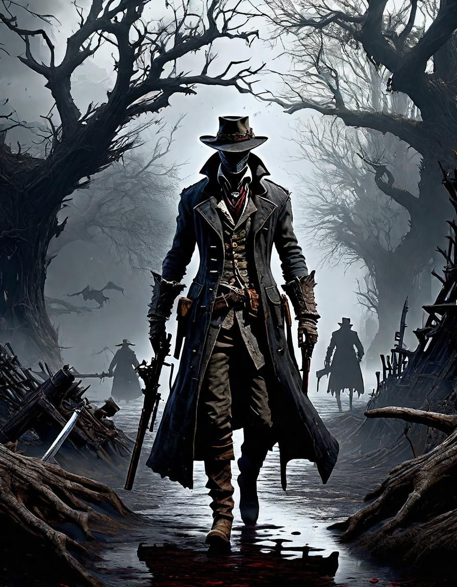 Blood-Drunk Hunter in a Dramatic Digital Painting