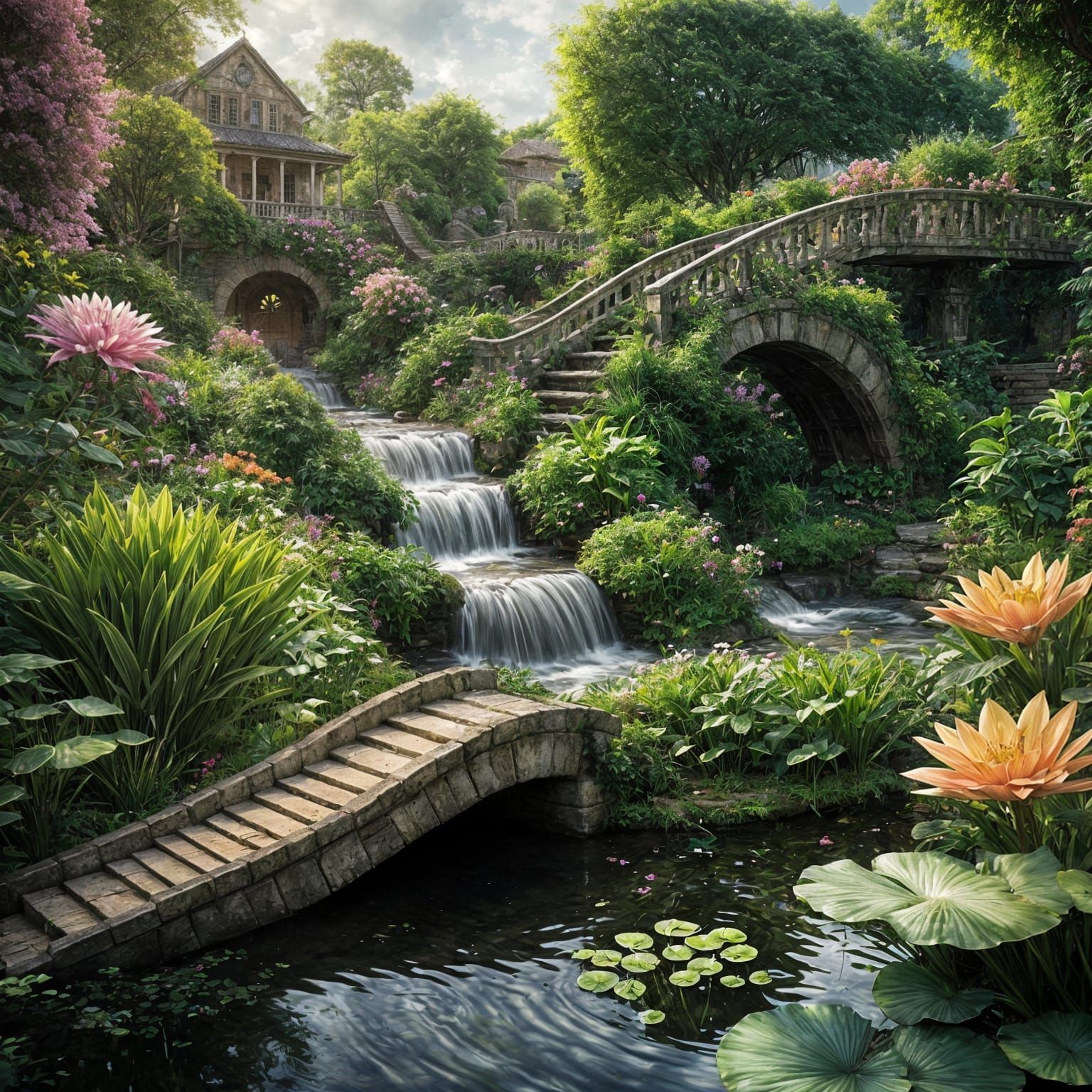 Epic Watergarden in Digital Matte Painting