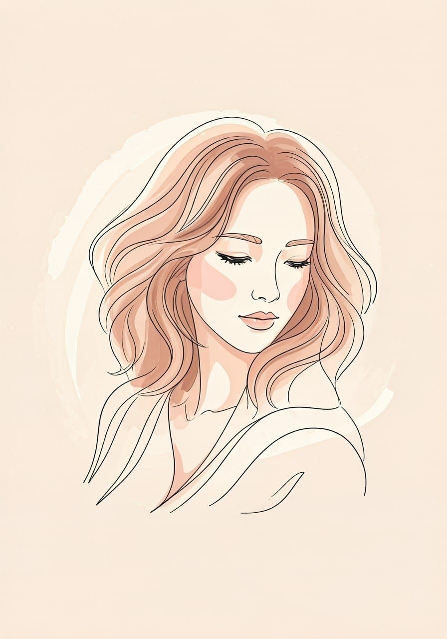 Elegant Line Drawing in Japanese Minimalist Style