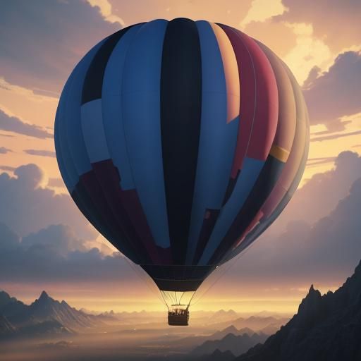 Vibrant Hot Air Balloon Soaring in Golden Light