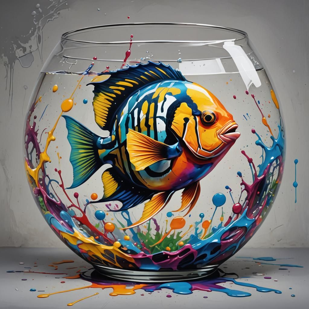Angelfish in Graffiti Art Style