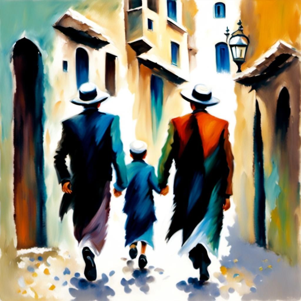 Chasidic Boys in Jerusalem: Expressionist Art