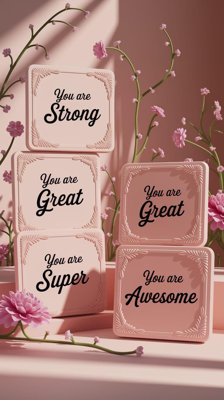Affirmation Cards in Elegant Art Nouveau Digital Art