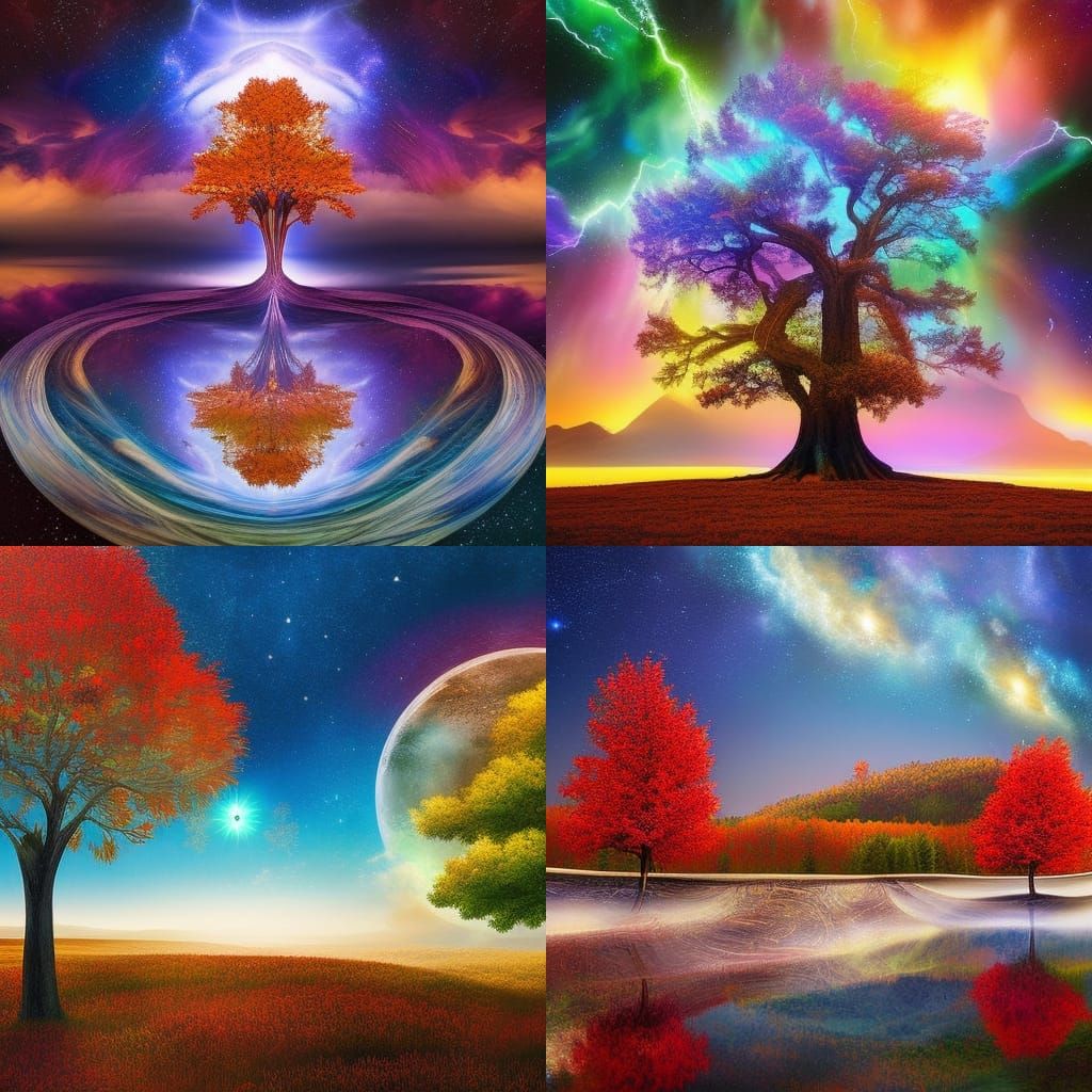 Celestial Tree Birthday Card: Digital Surrealism