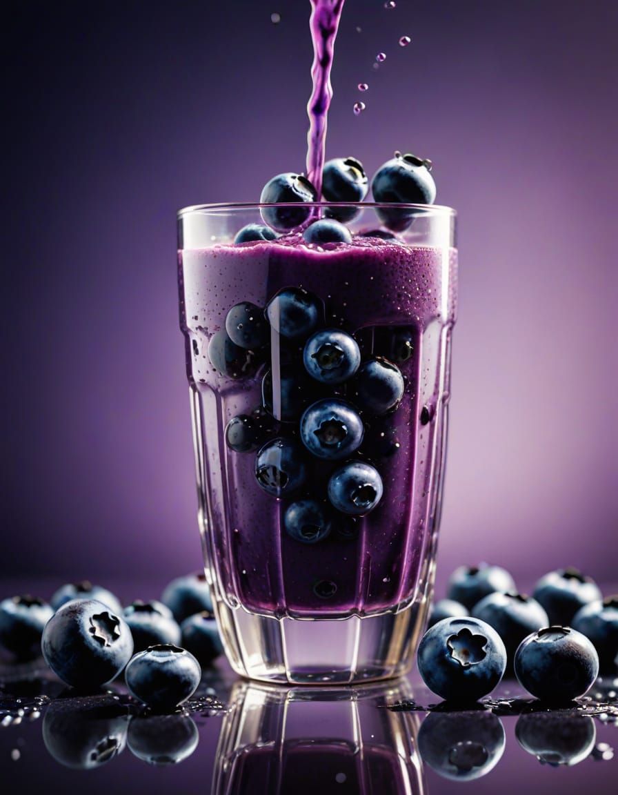 Vibrant Blueberries in a Crystal Glass
