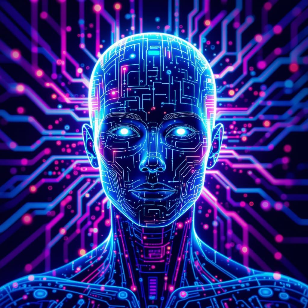 Abstract AI Humanoid in Expressionist Oil Painting