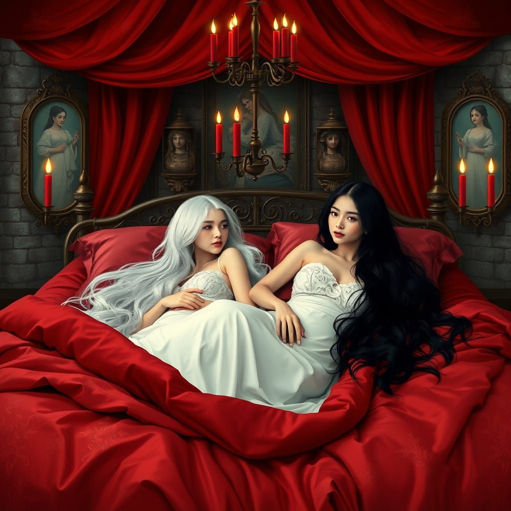 Elegant Gothic Dreamscapes in Art Nouveau Style