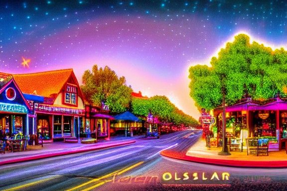 Solvang California Street Scene with Fractal Iridescence