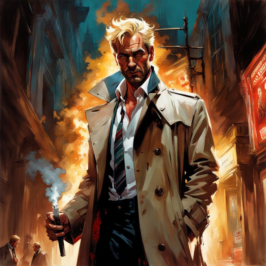 John Constantine Inspired Horror Art, Underground Comix Styl...