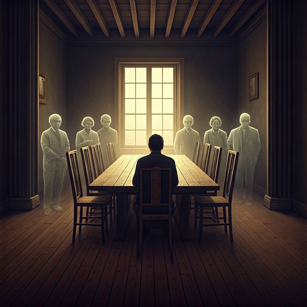 Ethereal Dinner Gathering of Loved Ones in Soft Light