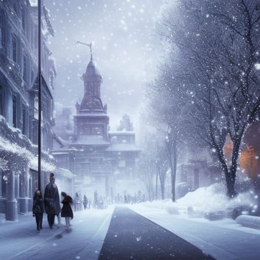 Epic Christmas Snowfall in Digital Matte Painting