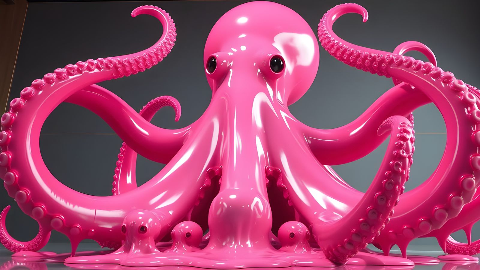 Surreal Octopus Goddess in a Melting, Hot Pink Landscape