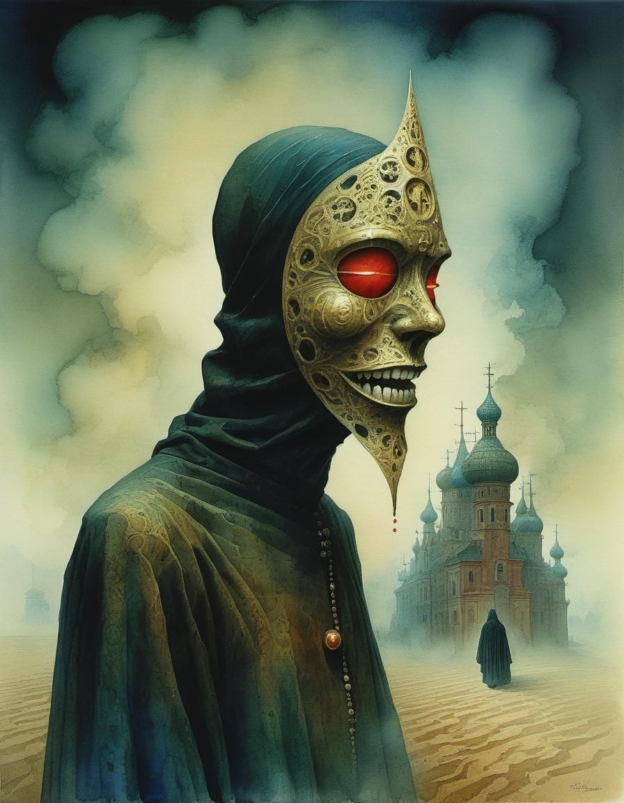 Occult Cultist with a Horrifying Greed Mask