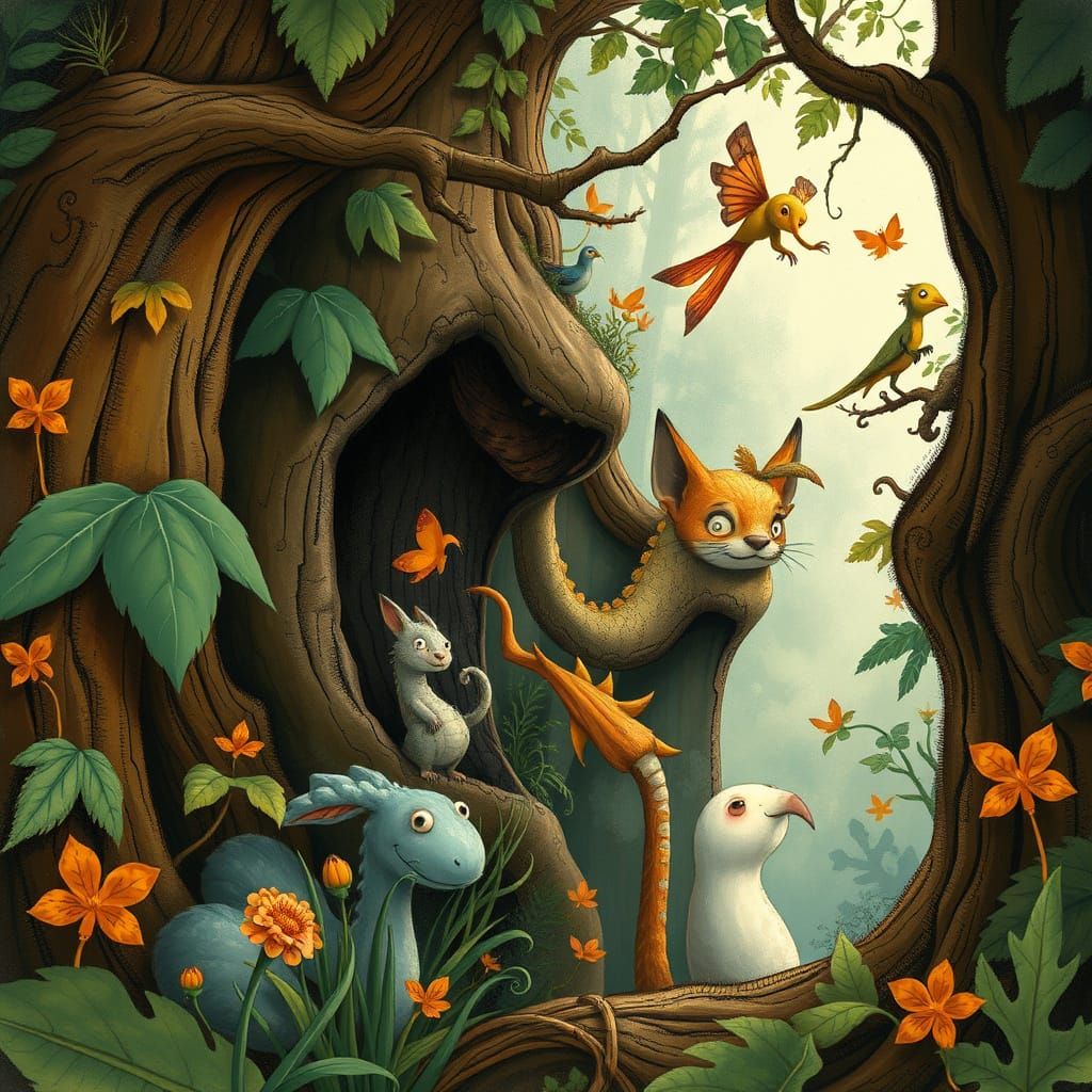 Fantastical Forest Whimsy in Earthy Tones