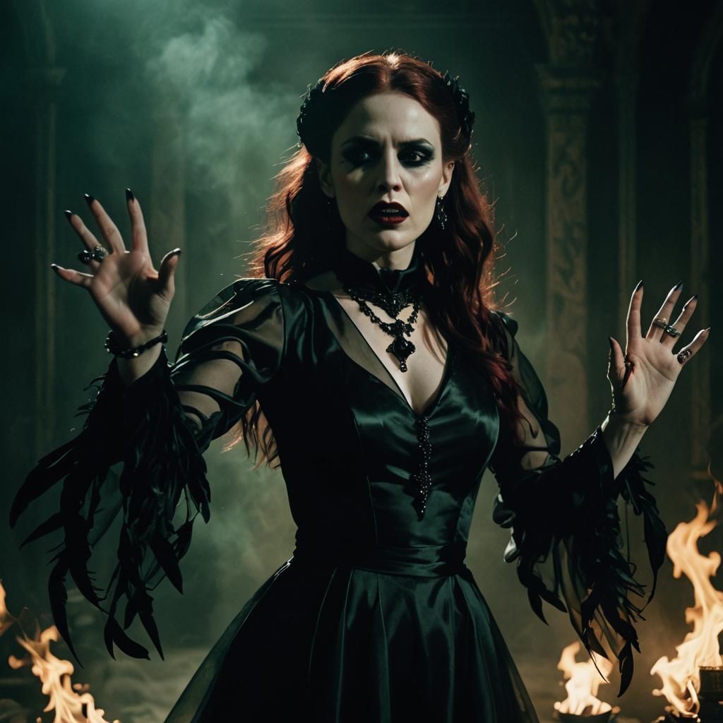 Dark Fantasy Woman with Wings in Noir Style