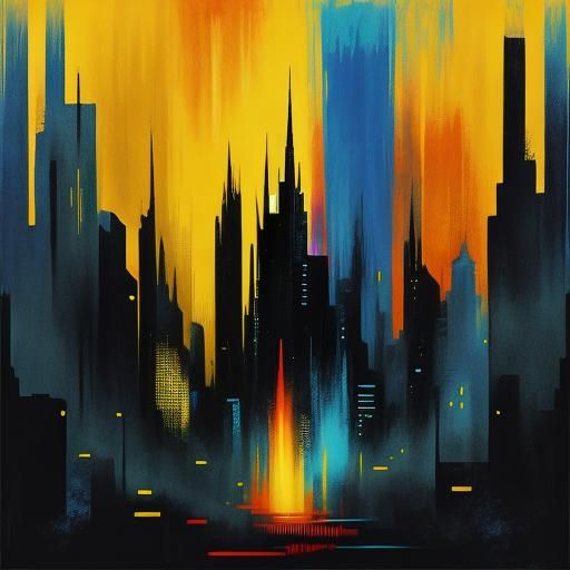 Abstract Blade Runner Art in Complementary Colors