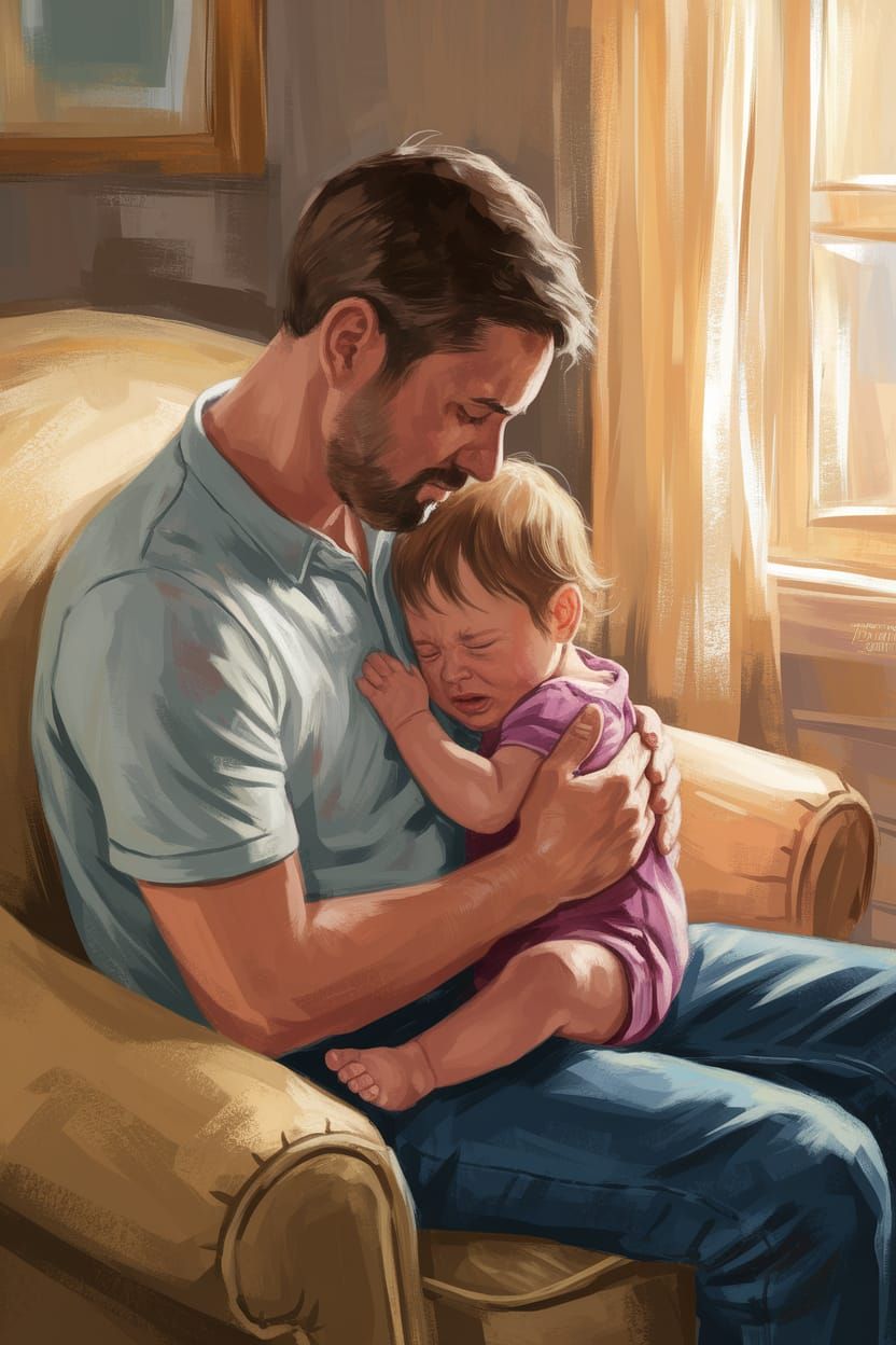 Heartwarming Image of Father Comforting Child
