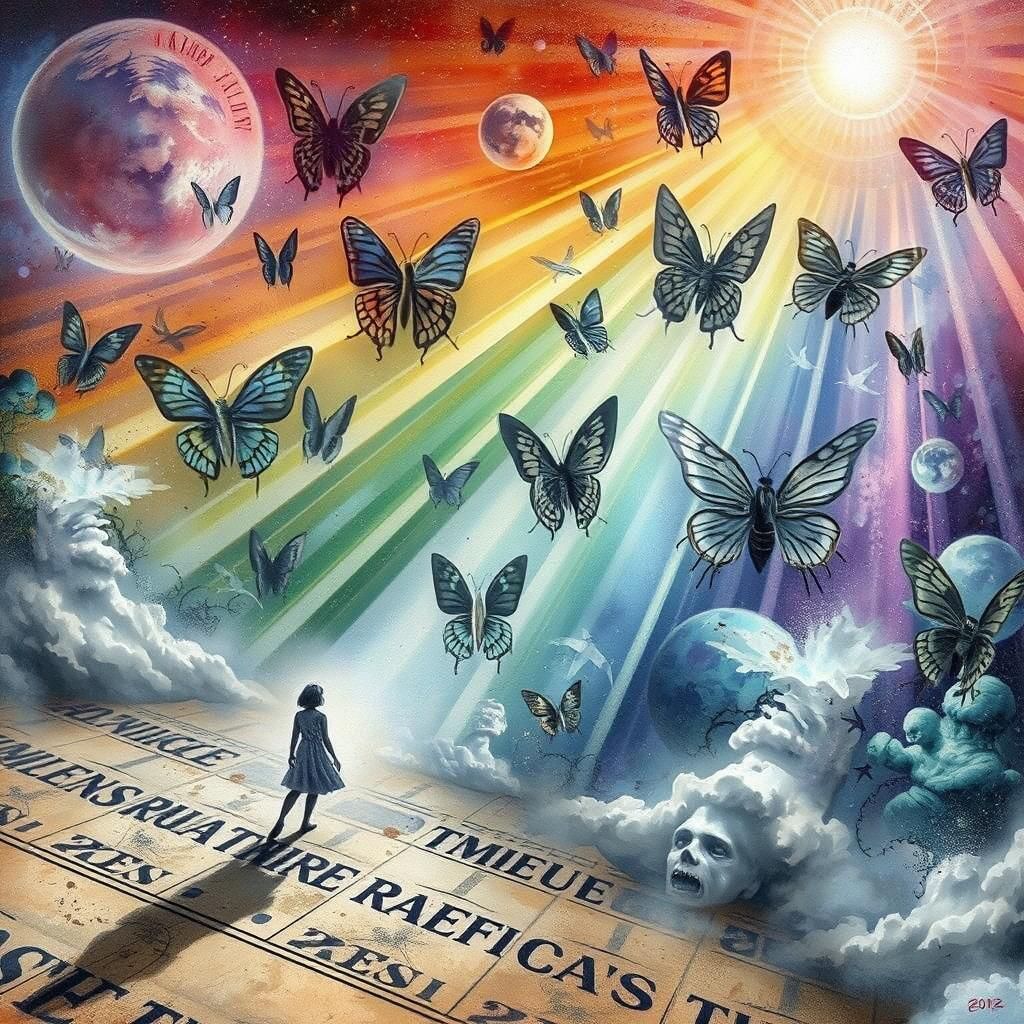 Surreal Dreamscape with Suspended Figure as Dark Fantasy Art