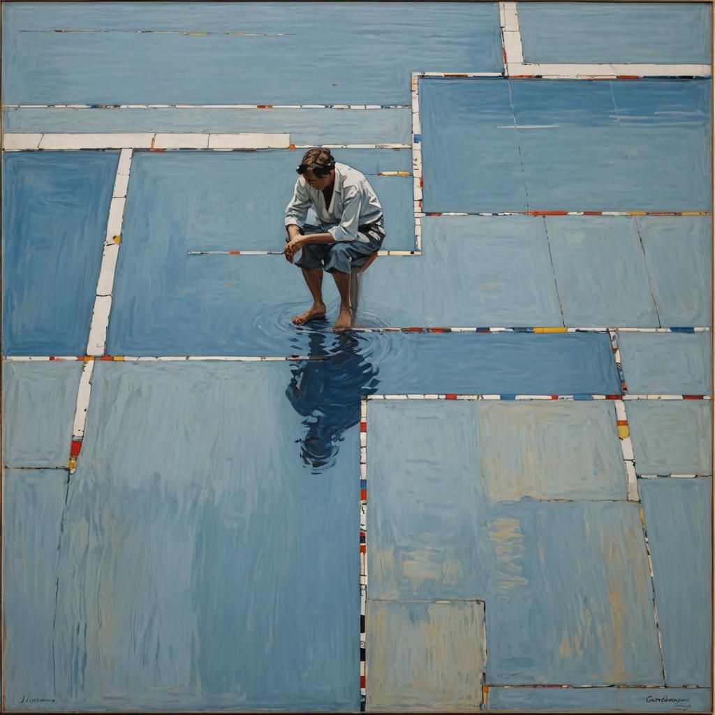 Abstract Geometric Composition in Mondrian Style