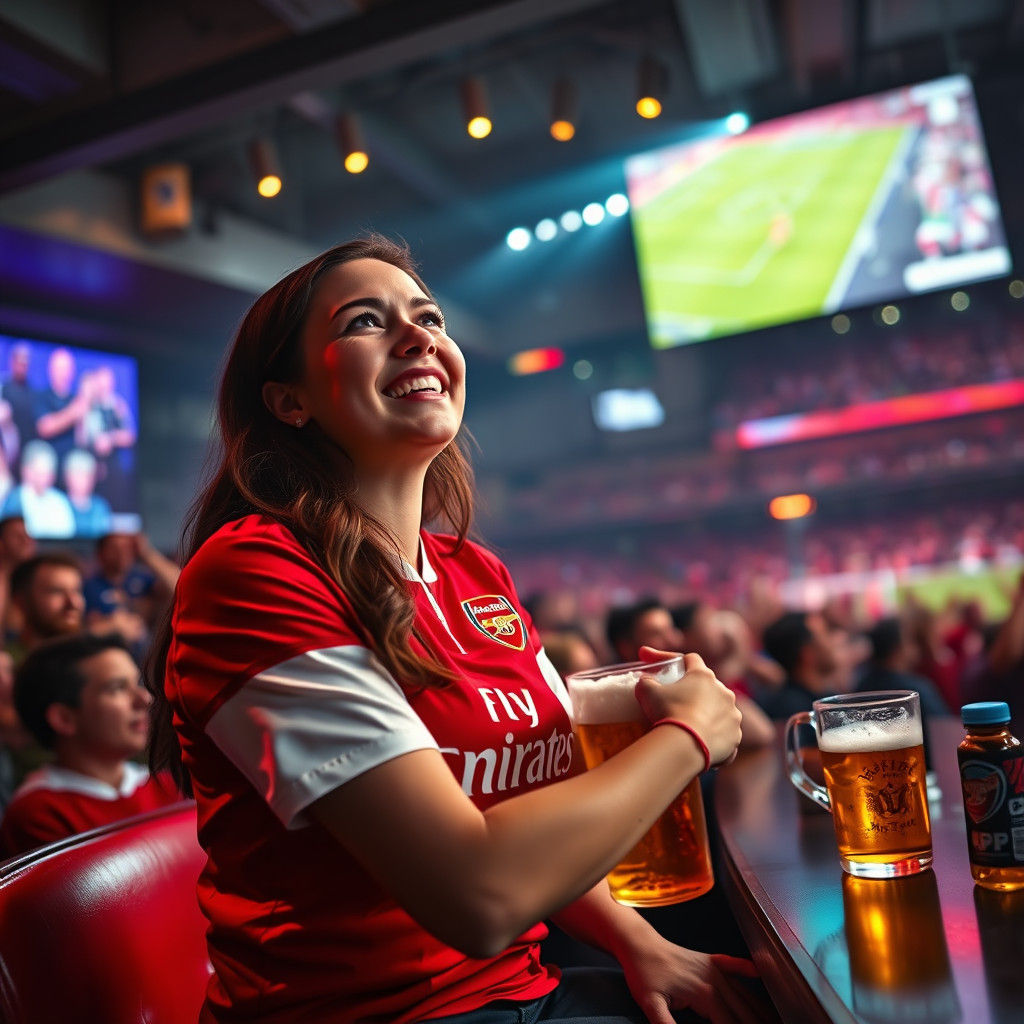 Arsenal Fan Enthralled by Match, Cinematic Style