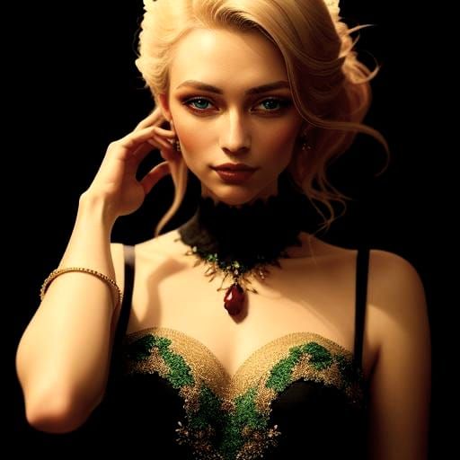 Woman with Rose in Misty Forest, Macro Photography