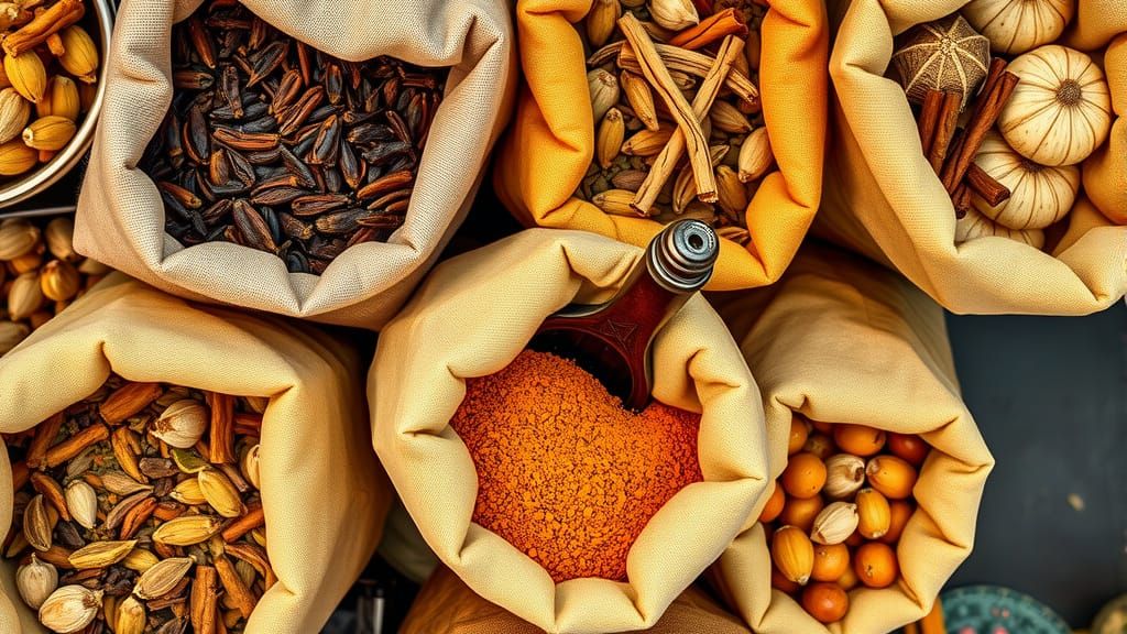 Vibrant Indian Spice Market Scene in Traditional Style