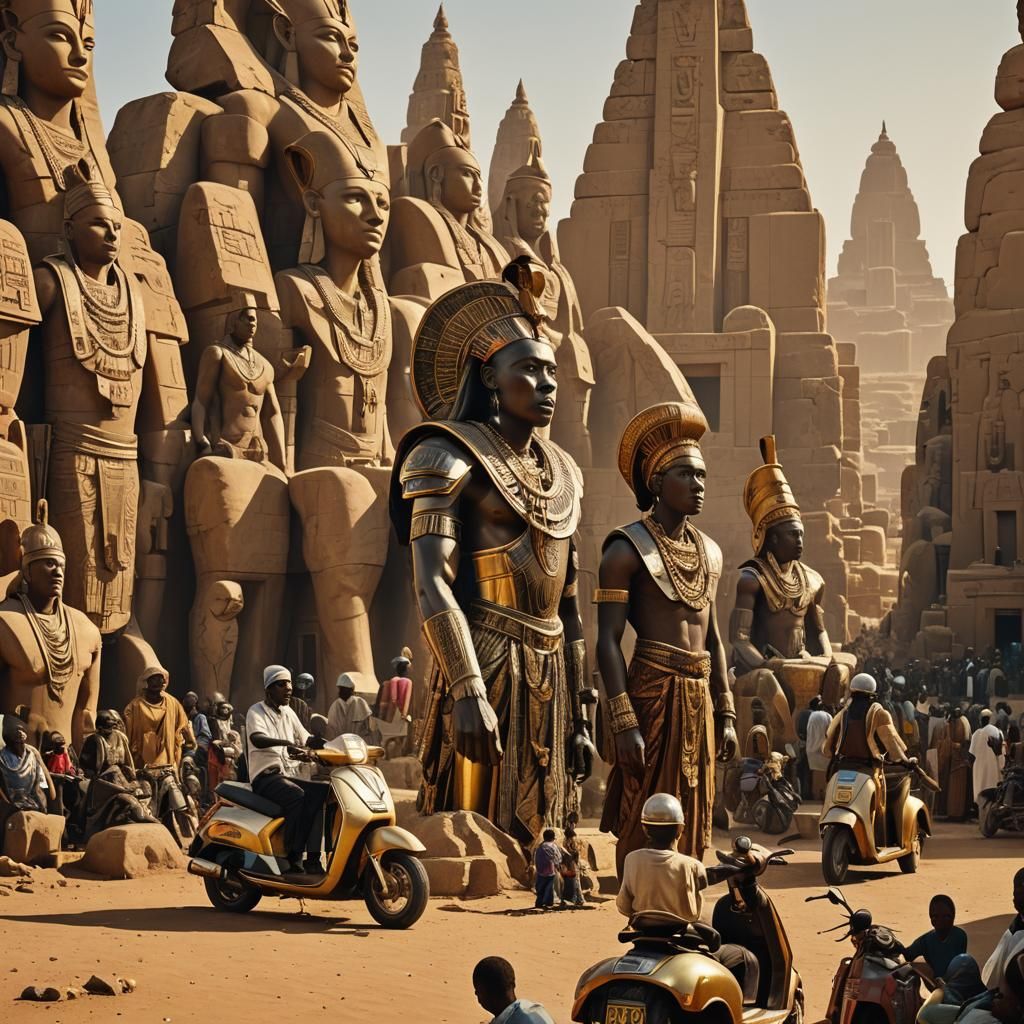 Futuristic Nubian Kingdom Prayer Scene