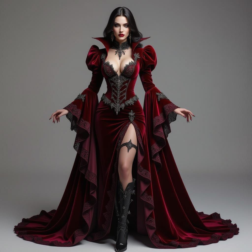 Gothic Vampire Woman Radiating Seductive Power