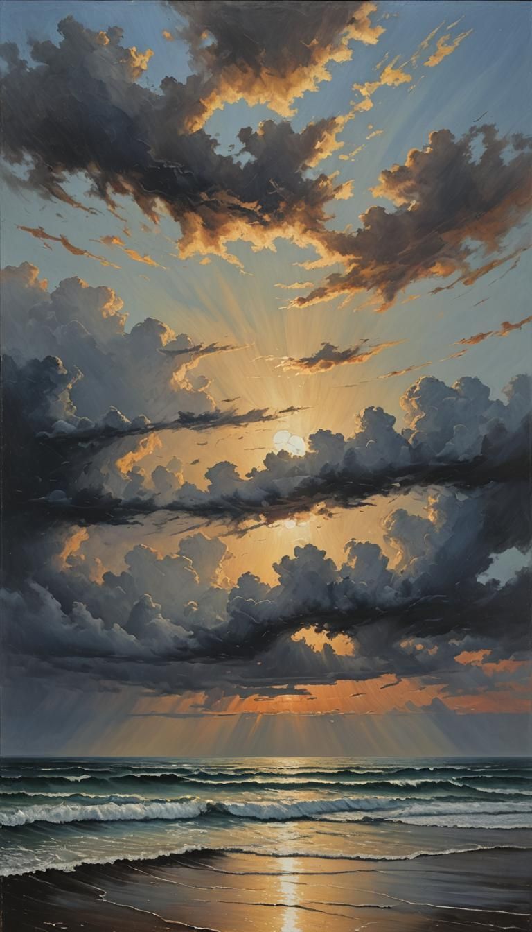 Ocean Sunset Oil Painting Reflecting Inner Turmoil