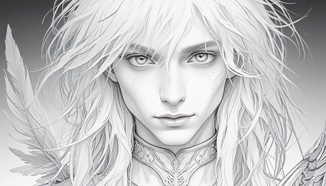 Ethereal Young Man in White Armor: Hyperrealistic Portrait