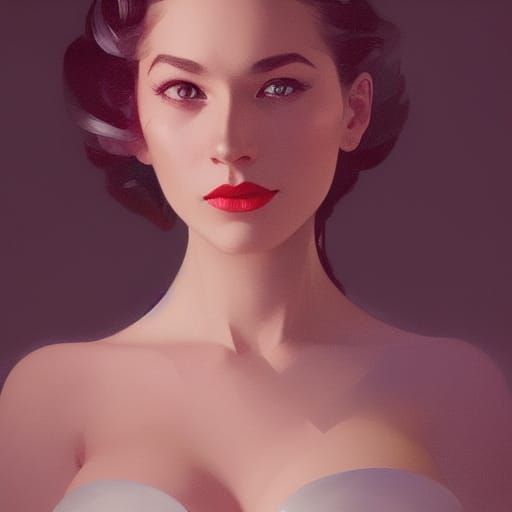 Detailed 1950s Portrait in Art Nouveau Style