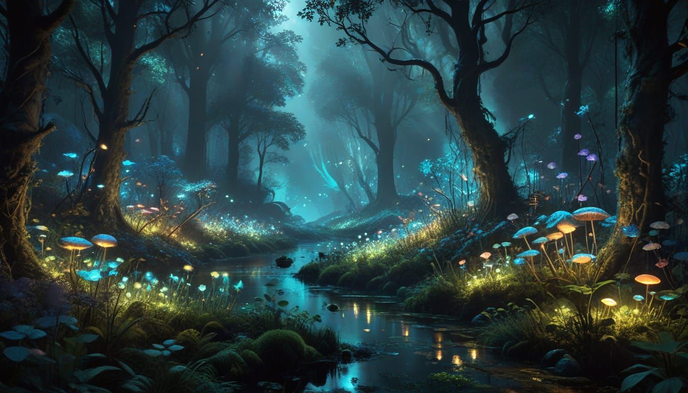 Ethereal Forest Underglow in Whimsical Landscape