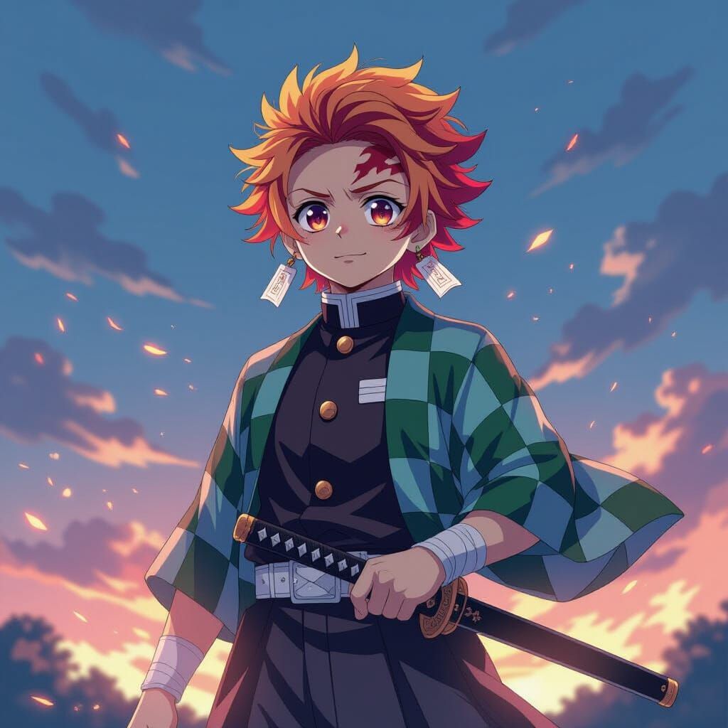 Zenitsu Agatsuma in Dynamic Anime Style with Vibrant Colors