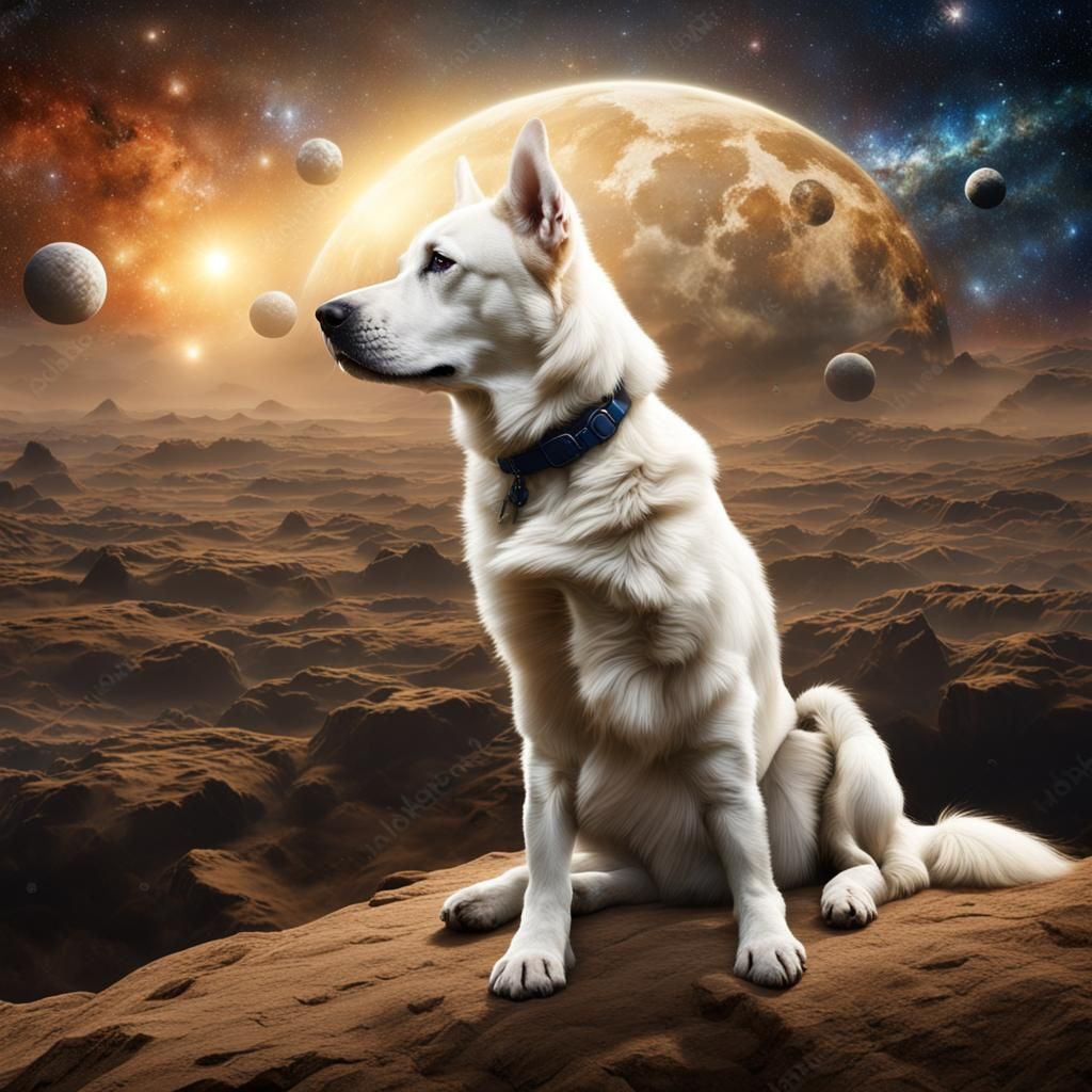 Alabai Dog Oversees Creation in Epic Digital Painting